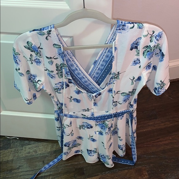 Blue and white flowered romper— tag is still on! - Picture 2 of 2